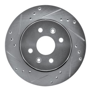 Kia Sephia Brake Rotor (1) - Front Left - R1 Concepts - Drilled & Slotted - Silver - `01-`03